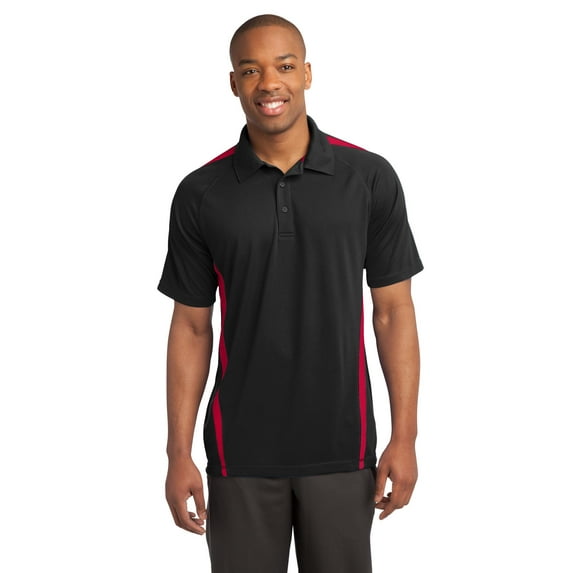 Sport-Tek PosiCharge Micro Mesh Colorblock Polo-XL (Black/ Red)