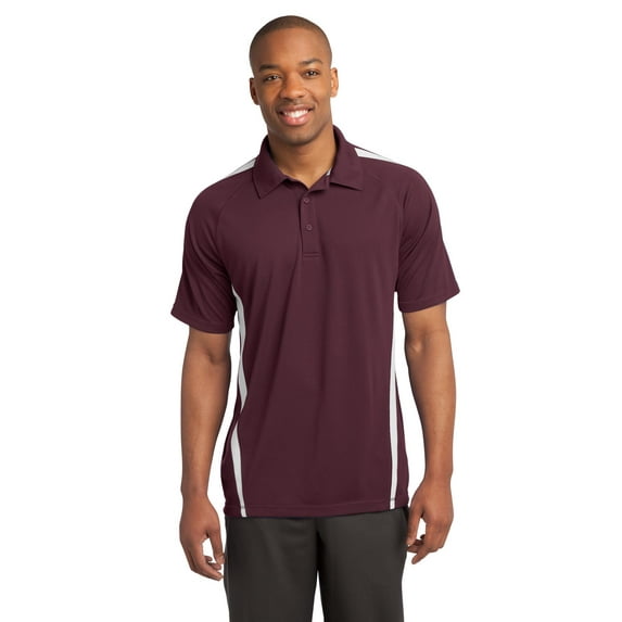 Sport-Tek PosiCharge Micro Mesh Colorblock Polo-XS (Maroon/ White)