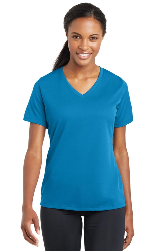 RacerMesh V-Neck Tee (LST340) Pond Blue, M