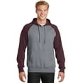 thumbnail image 1 of Sport-Tek Raglan Colorblock Pullover Hooded Sweatshirt-3XL (Maroon/ Vintage Heather), 1 of 6