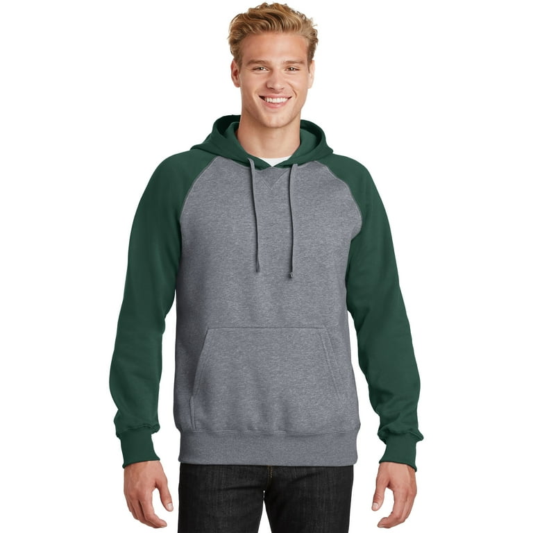 Sport Tek Raglan Colorblock Pullover Hooded Sweatshirt 4XL Forest Green Vintage Heather Walmart