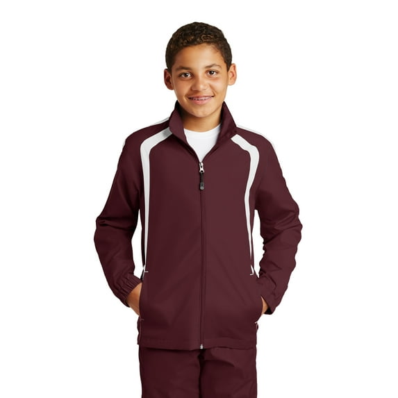 Sport-Tek Raglan Jacket (YST60) Maroon/White, XS