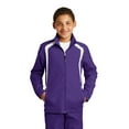 thumbnail image 1 of Sport-Tek Raglan Jacket (YST60) Purple/White, M, 1 of 6