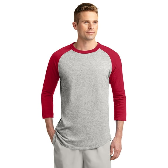 Sport-Tek Raglan Jersey (T200) Heather Grey/Red, 4XL