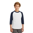 thumbnail image 1 of Sport-Tek Raglan Jersey (YT200) White/Navy, XS, 1 of 6