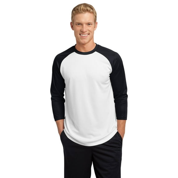 Sport-Tek ST205 Mens PosiCharge Baseball Jersey - White/Black - XS