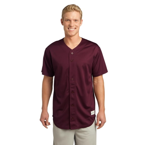 Sport-Tek ST220 PosiCharge Tough Mesh Full-Button Jersey T-Shirt, White, 4XL, Mens Workout Shirts