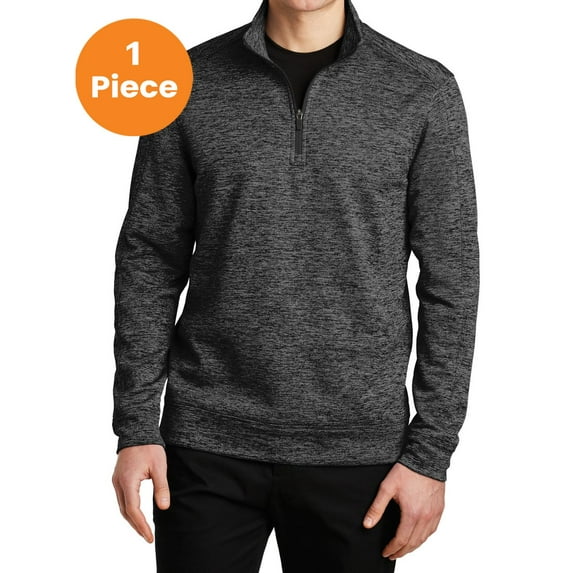 Sport-Tek ST226 PosiCharge Electric Heather Fleece 1/4-Zip Pullover, Grey- Black Electric, XL, Mens Hoodies and Sweatshirts
