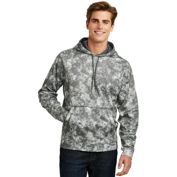 Sport-Tek ST230 Sport-Wick Mineral Freeze Fleece Hooded Pullover, Dark Smoke Grey, 2XL