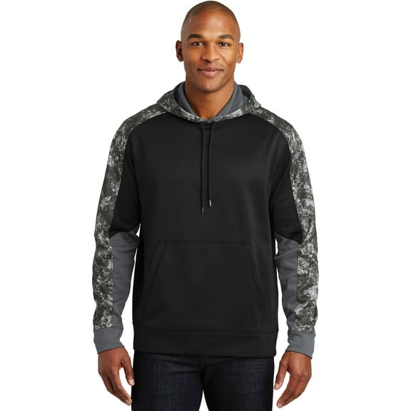 Sport-Tek ST231 Sport-Wick Mineral Freeze Fleece Colorblock Hooded Pullover, Black/ Black, XS