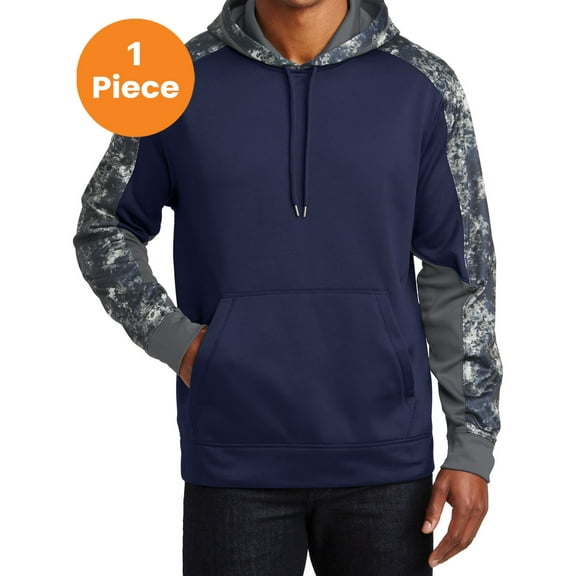 Sport-Tek ST231 Sport-Wick Mineral Freeze Fleece Colorblock Hooded Pullover, True Navy/ Navy, XS, Mens Athletic Jackets