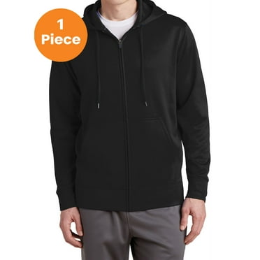 Sport-Tek ST238 Sport-Wick Fleece Full-Zip Hooded Jacket, Black, S, Mens Fleece Jackets