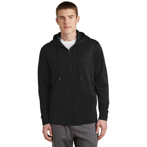 Sport-Tek ST238 Sport-Wick Fleece Full-Zip Hooded Jacket, Black, S