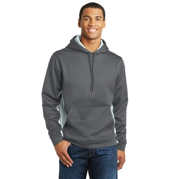 Sport-Tek ST239 Sport-Wick CamoHex Fleece Colorblock Hooded Pullover, Mens Hoodies
