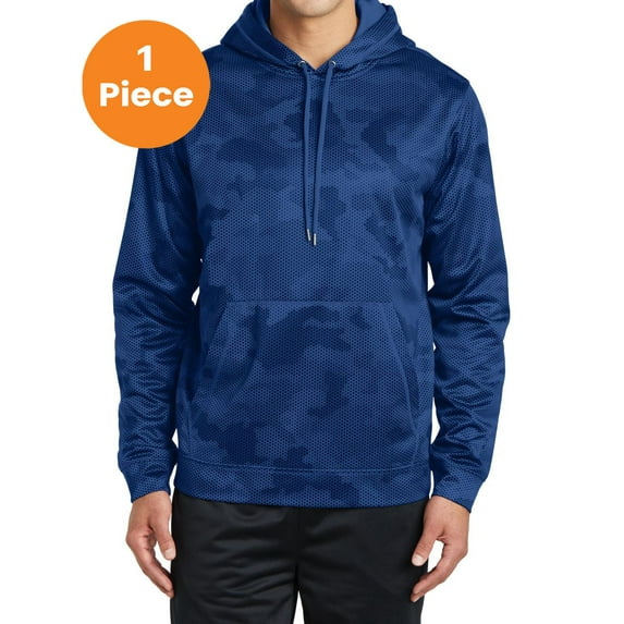 Sport-Tek ST240 Sport-Wick CamoHex Fleece Hooded Pullover, True Royal, 4XL, Mens Hoodies