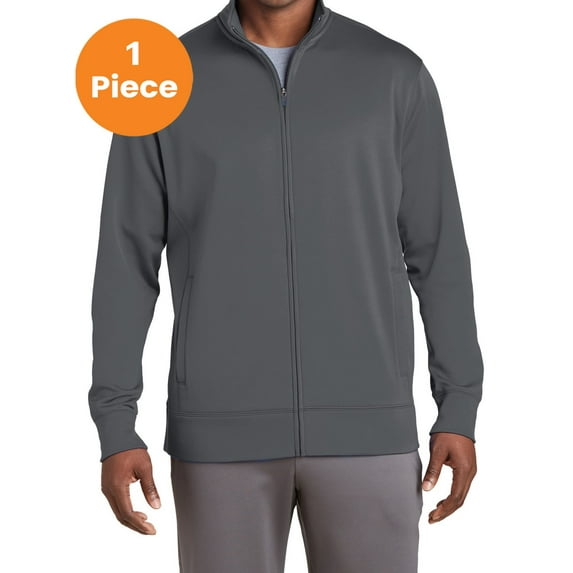 Sport-Tek ST241 Sport-Wick Fleece Full-Zip Jacket, Dark Smoke Grey, 4XL, Mens Sweaters