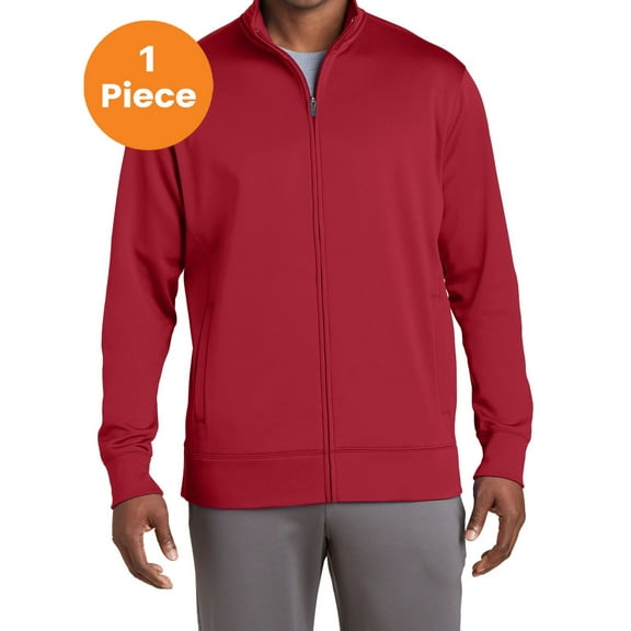 Sport-Tek ST241 Sport-Wick Fleece Full-Zip Jacket, Deep Red, S, Mens Athletic Jackets