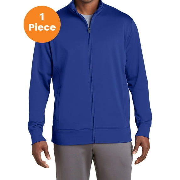 Sport-Tek ST241 Sport-Wick Fleece Full-Zip Jacket, True Royal, S, Mens Sweaters