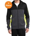thumbnail image 1 of Sport-Tek ST245 Tech Fleece Colorblock Full-Zip Hooded Jacket, Black/ Graphite Heather/ Citron, XS, Mens Fleece Jackets, 1 of 1