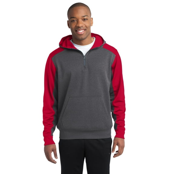 Sport-Tek ST249 Colorblock Tech Fleece 1/4-Zip Hooded Sweatshirt , Mens Hoodies and Sweatshirts