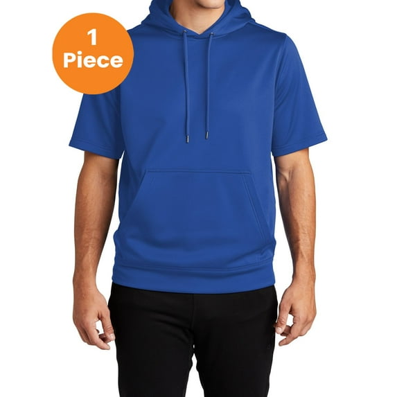 Sport-Tek ST251 Sport-Wick Fleece Short Sleeve Hooded Pullover, True Royal, 2XL, Boys Hiking Clothing