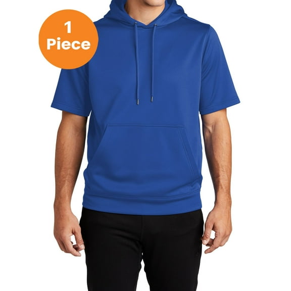 Sport-Tek ST251 Sport-Wick Fleece Short Sleeve Hooded Pullover, True Royal, 3XL, Mens Hoodies