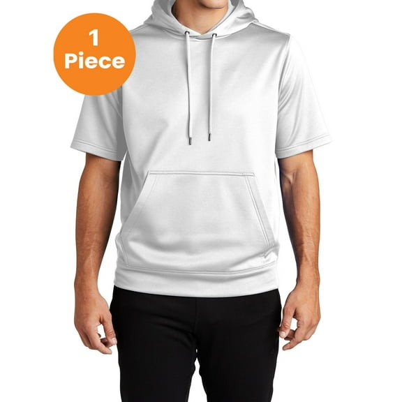 Sport-Tek ST251 Sport-Wick Fleece Short Sleeve Hooded Pullover, White, 3XL, Boys Hiking Clothing
