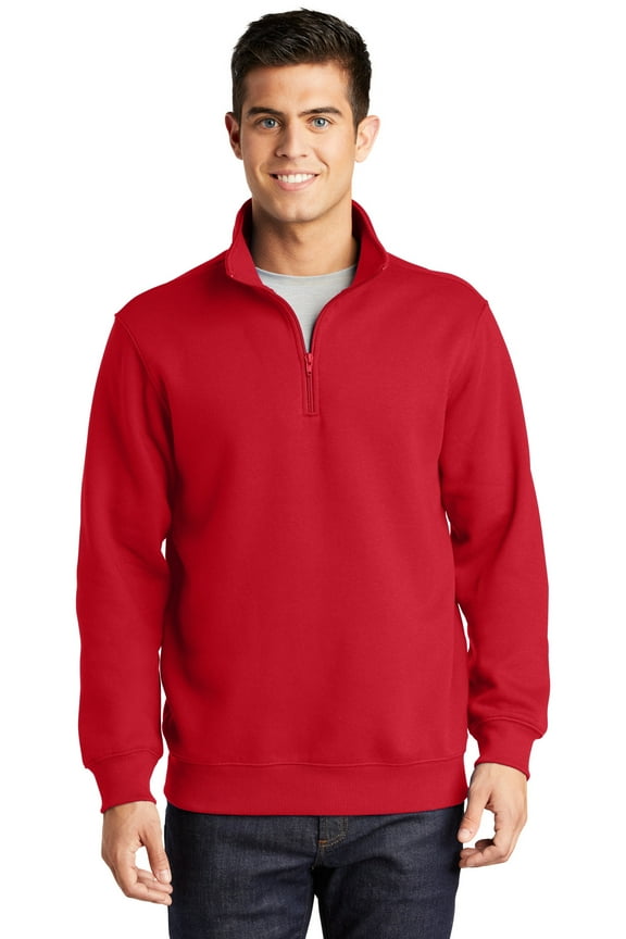ST253 Mens 1 by 4-Zip Sweatshirt, True Red - 4XL