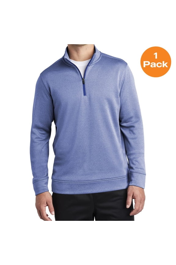 ST263 PosiCharge Sport-Wick Heather Fleece 1/4-Zip Pullover, True Royal Heather, L, Mens Hoodies and Sweatshirts
