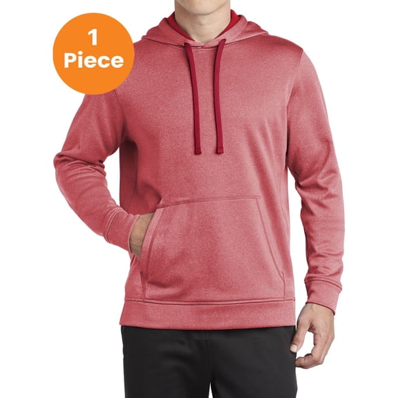 Sport-Tek ST264 PosiCharge Sport-Wick Heather Fleece Hooded Pullover, Deep Red Heather, L, Mens Hoodies and Sweatshirts