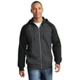 thumbnail image 1 of Sport-Tek ST269 Raglan Colorblock Full-Zip Hooded Fleece Jacket, Graphite Heather/ Black, 2XL, 1 of 2