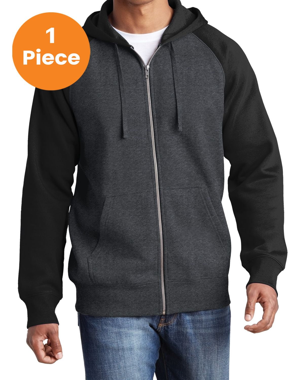 Sport-Tek ST269 Raglan Colorblock Full-Zip Hooded Fleece Jacket ...