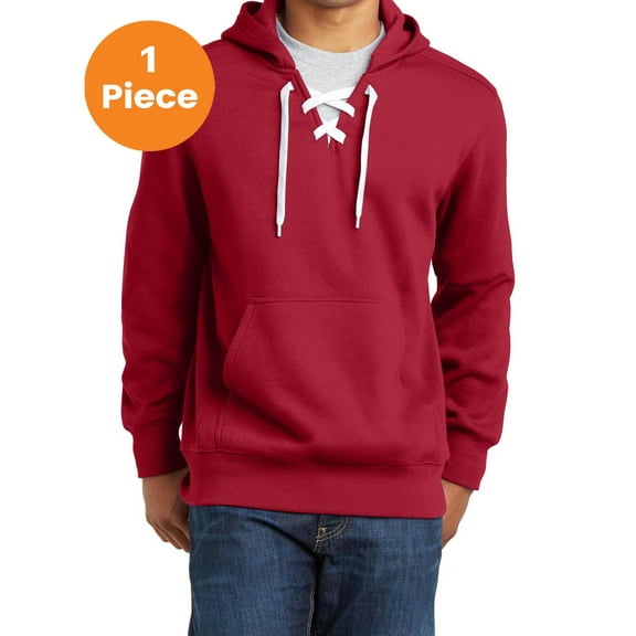 Sport-Tek ST271 Lace Up Pullover Hooded Sweatshirt , Deep Red, 2XL, Mens Hoodies and Sweatshirts
