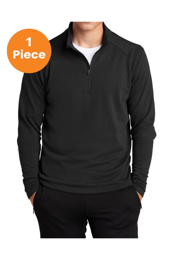 ST273 Lightweight French Terry 1/4-Zip Pullover, Black, M, Mens Hoodies and Sweatshirts