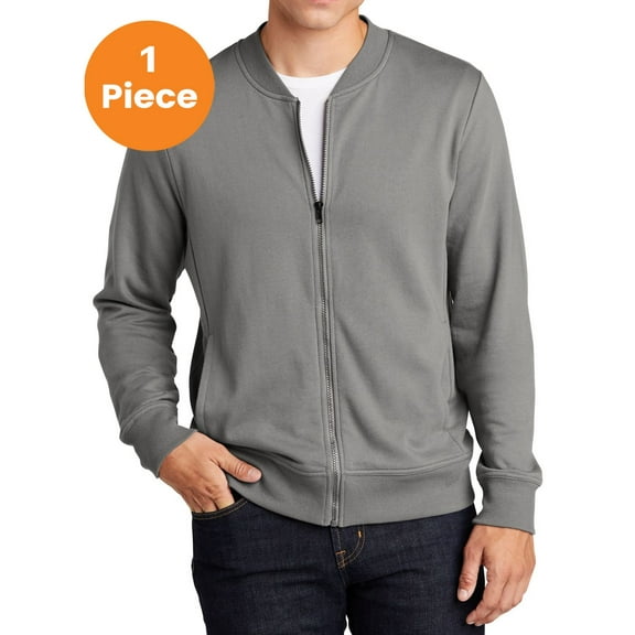 Sport-Tek ST274 Lightweight French Terry Bomber, Grey Concrete, 2XL, Mens Sweatshirts