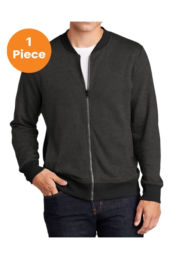 ST274 Lightweight French Terry Bomber, Heather Black, 2XL, Coats & Jackets