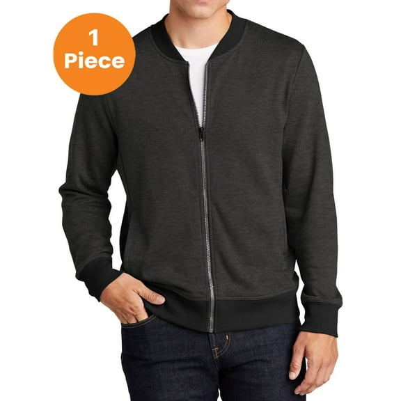 Sport-Tek ST274 Lightweight French Terry Bomber, Heather Black, M, Coats & Jackets