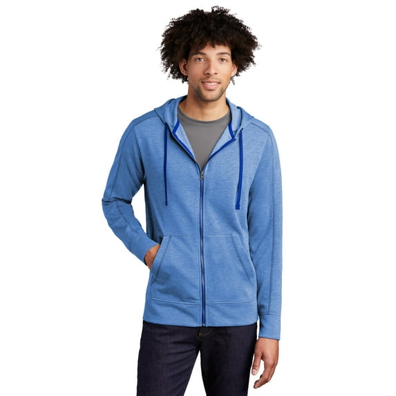 Sport-Tek ST293 PosiCharge ® Tri-Blend Wicking Fleece Full-Zip Hooded Jacket, True Royal Heather, 4XL, Mens Hoodies and Sweatshirts