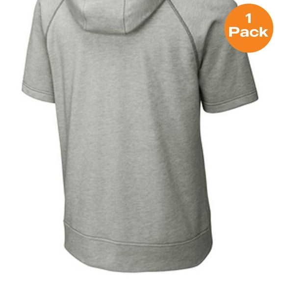 Sport-Tek ST297 Tri-Blend Wicking Fleece Short Sleeve Hooded Pullover, Light Grey Heather, S, Mens Workout Shorts