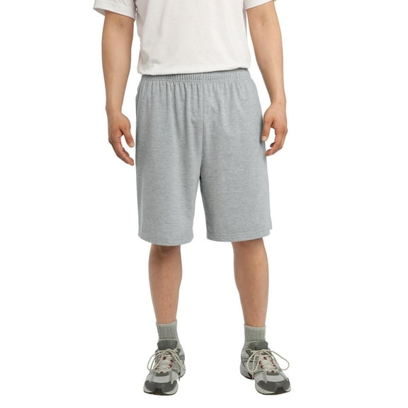 Sport-Tek ST310 Jersey Knit Shorts with Pockets , Heather Grey, 3XL, Mens Workout Shorts