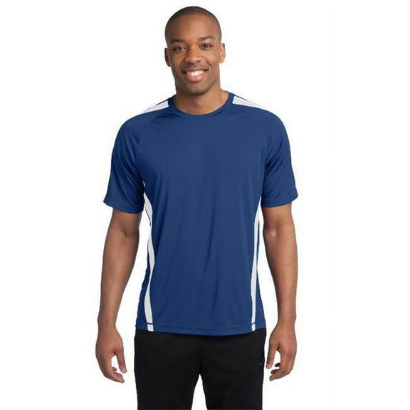 Sport-Tek ST351 Mens Colorblock PosiCharge Competitor Tees, True Royal & White - 4XL