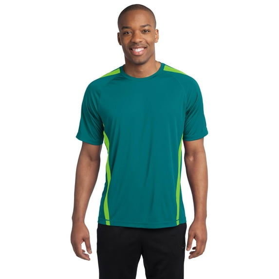 Sport-Tek ST351 PosiCharge Mens Colorblock T-Shirt - Tropic Blue/ Lime Shock - Medium