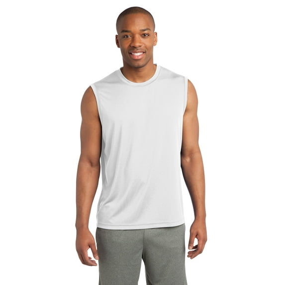Sport-Tek ST352 Mens PosiCharge Sleeveless T-Shirt - White - 2X-Large