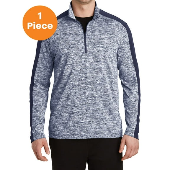 Sport-Tek ST397 PosiCharge Electric Heather Colorblock 1/4Zip Pullover , True Navy Electric/ True Navy, 2XL, Mens Hoodies and Sweatshirts