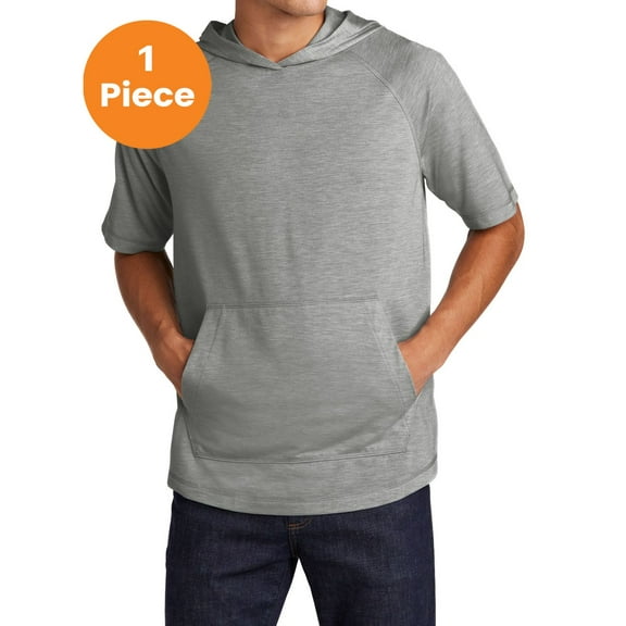 Sport-Tek ST404 PosiCharge Tri-Blend Wicking Short Sleeve Hoodie, Light Grey Heather, 3XL, Mens Hoodies
