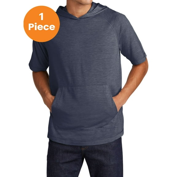 Sport-Tek ST404 PosiCharge Tri-Blend Wicking Short Sleeve Hoodie, True Navy Heather, 4XL, Mens Hoodies
