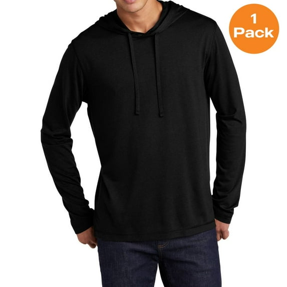 Sport-Tek ST406 PosiCharge Tri-Blend Wicking Long Sleeve Hoodie, Black Triad Solid, 4XL, Mens Hoodies
