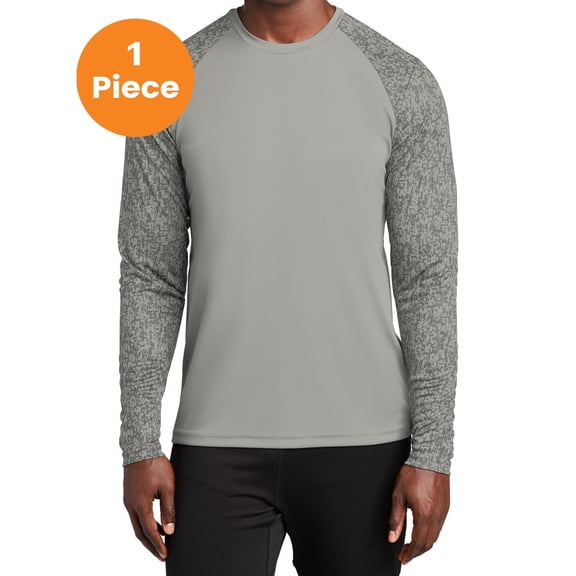 Sport-Tek ST460LS Long Sleeve Digi Camo Tee, Grey Concrete, 4XL, Mens Clothing, Mens Shirts