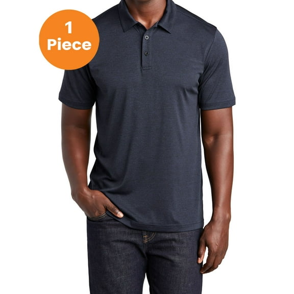 Sport-Tek ST467 Endeavor Polo , Deep Navy Heather, L, Mens Polo Shirts