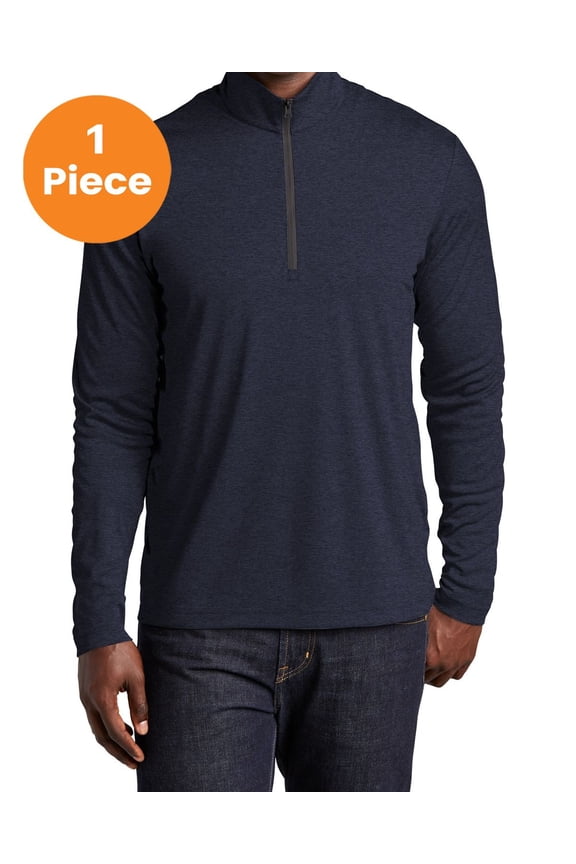 ST469 Endeavor 1/4-Zip Pullover , Deep Navy Heather, S, Womens Workout Tops